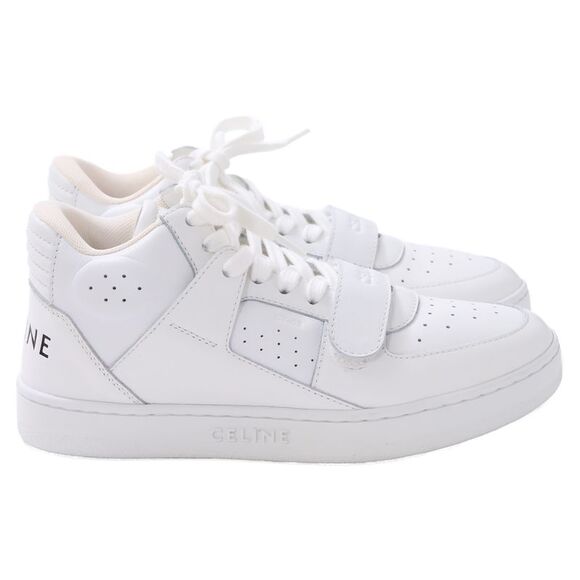 Celine CT-02 Mid High Top Sneakers in White Leather - Picture 1 of 10